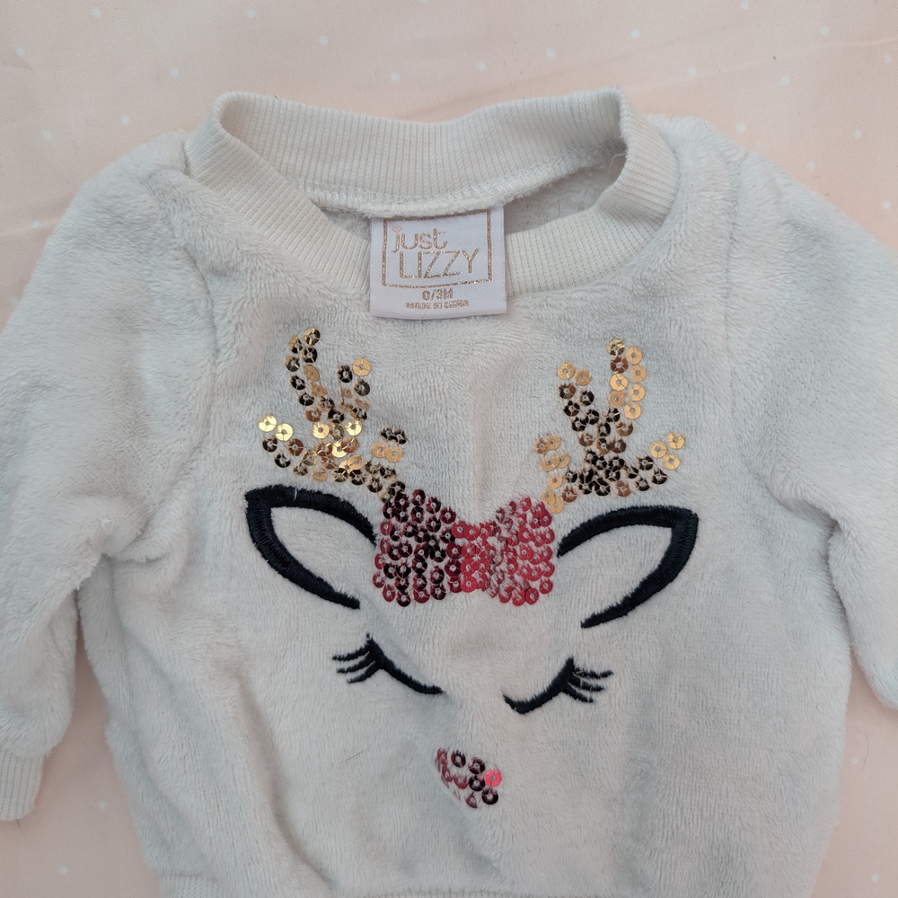 Cream Sequin Reindeer Sweater for Kids